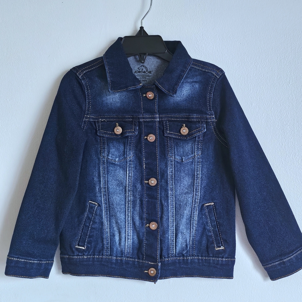 Denim Jean Jacket - Dark Blue - Picture 2 of 7